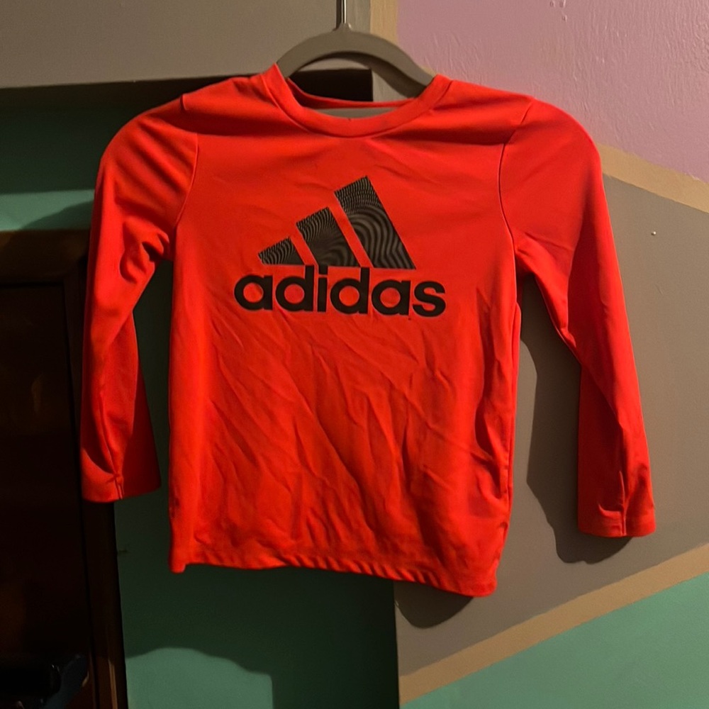 Young boys long sleeve, neon orange, adidas barely worn